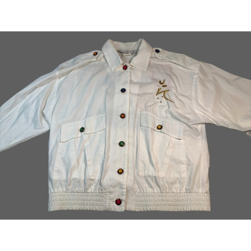 Saint Germain Paris Vintage Women's 1980's White Jacket Design Colorful Theme‎